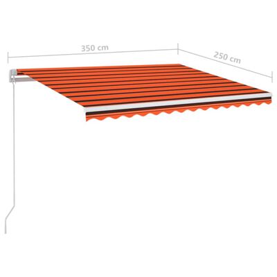 vidaXL Markise Manuell Einziehbar mit LED 350x250 cm Orange Braun