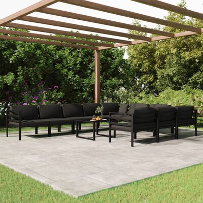 vidaXL 11-tlg. Garten-Lounge-Set mit Kissen Aluminium Anthrazit