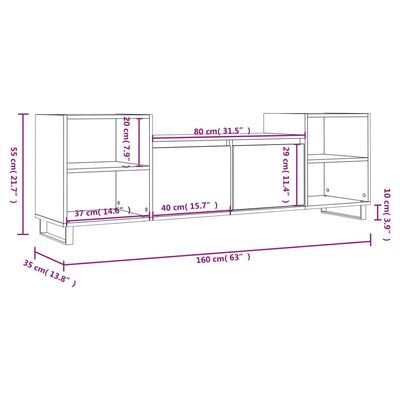 vidaXL TV-Schrank Braun Eichen-Optik 160x35x55 cm Holzwerkstoff