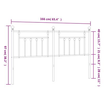 vidaXL Kopfteil Metall Weiß 160 cm