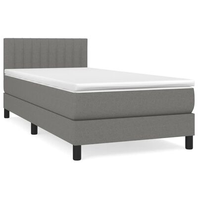 vidaXL Boxspringbett mit Matratze Dunkelgrau 80x200 cm Stoff