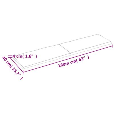 vidaXL Tischplatte 160x40x(2-4) cm Massivholz Unbehandelt Baumkante