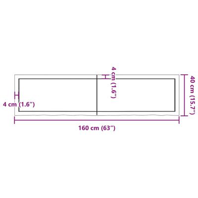 vidaXL Waschtischplatte 160x40x(2-4) cm Massivholz Unbehandelt