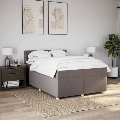 vidaXL Boxspringbett mit Matratze Taupe 160x200 cm Stoff