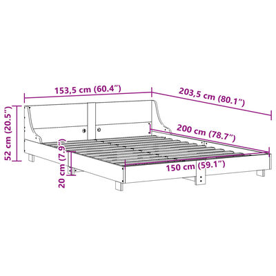 vidaXL Massivholzbett ohne Matratze Weiß 150x200 cm Kiefernholz