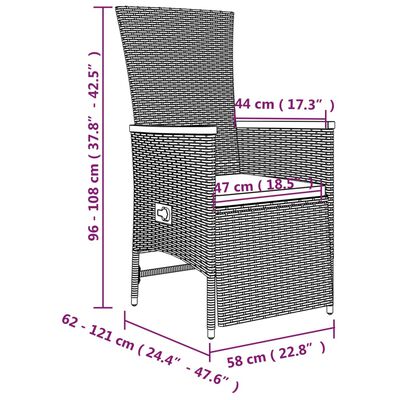 vidaXL 7-tlg. Garten-Essgruppe mit Kissen Grau Poly Rattan