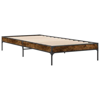 vidaXL Bettgestell Räuchereiche 100x200 cm Holzwerkstoff und Metall