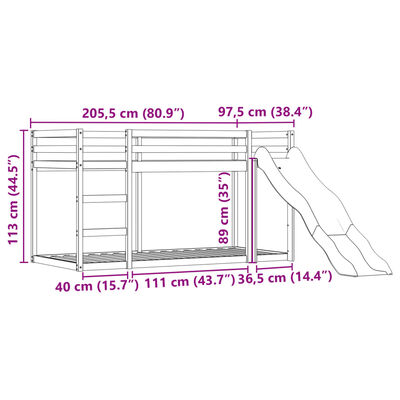 vidaXL Etagenbett mit Rutsche und Gardinen Rosa 90x200 cm