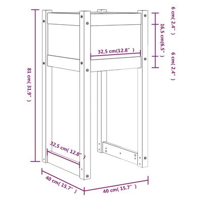 vidaXL Pflanzkübel 2 Stk. Schwarz 40x40x81 cm Massivholz Kiefer