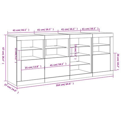 vidaXL Sideboard mit LED-Leuchten Weiß 164x37x67 cm