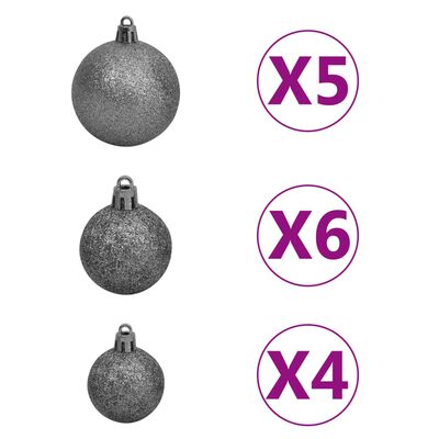 vidaXL Künstlicher Weihnachtsbaum Beleuchtung & Kugeln Gold 150 cm PET