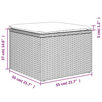 vidaXL Gartenhocker mit Kissen Beige 55x55x37 cm Poly Rattan