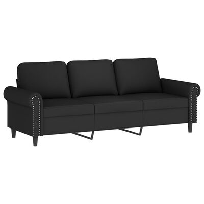 vidaXL 3-Sitzer-Sofa mit Zierkissen Schwarz 180 cm Samt