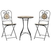 vidaXL Mosaik-Bistro-Set Terrakottarot und Weiß Eisen und Keramik