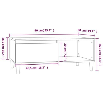 vidaXL Couchtisch Grau Sonoma 90x50x36,5 cm Holzwerkstoff