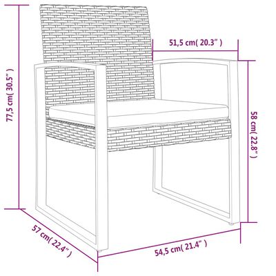 vidaXL Garten-Esszimmerstühle 2 Stk. Dunkelgrau PP-Rattan