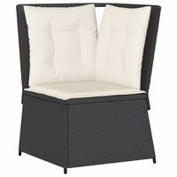 vidaXL Garten-Ecksofa mit Kissen Schwarz Poly Rattan