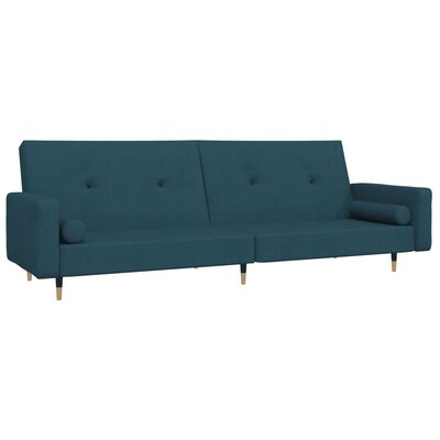 vidaXL Schlafsofa 2-Sitzer mit 2 Kissen Blau Samt