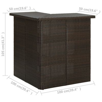 vidaXL 4-tlg. Gartenbar-Set mit Kissen Poly Rattan Braun