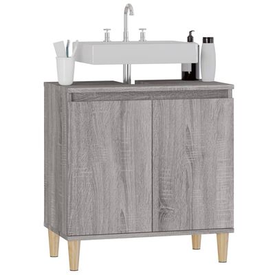 vidaXL Waschbeckenunterschrank Grau Sonoma 58x33x60 cm Holzwerkstoff