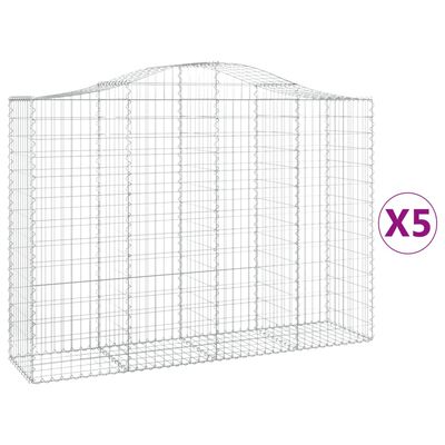 vidaXL Gabionen mit Hochbogen 5 Stk. 200x50x140/160cm Verzinktes Eisen