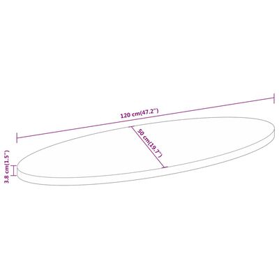 vidaXL Tischplatte 120x50x3,8 cm Oval Massivholz Akazie