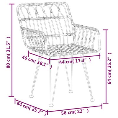 vidaXL 7-tlg. Garten-Essgruppe Poly Rattan