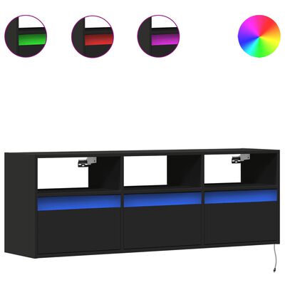 vidaXL TV-Wandschrank mit LED-Beleuchtung Schwarz 130x31x45 cm