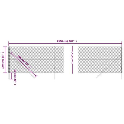 vidaXL Maschendrahtzaun Grün 1,4x25 m