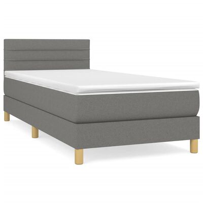 vidaXL Boxspringbett mit Matratze Dunkelgrau 100x200 cm Stoff