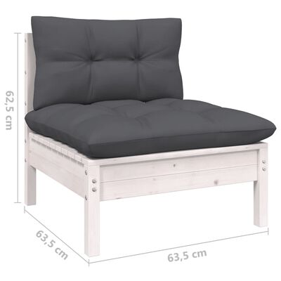 vidaXL 9-tlg. Garten-Lounge-Set mit Kissen Weiß Kiefernholz