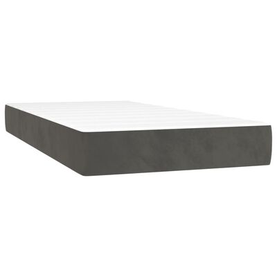 vidaXL Boxspringbett mit Matratze Dunkelgrau 80x200 cm Samt