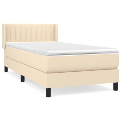 vidaXL Boxspringbett mit Matratze Creme 90x190 cm Stoff