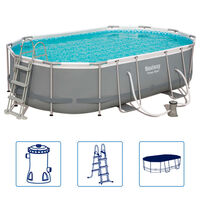 Bestway Power Stahlrahmen-Pool Set Oval 488x305x107 cm 56448