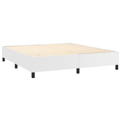 vidaXL Boxspringbett mit Matratze & LED Weiß 160x200 cm Kunstleder