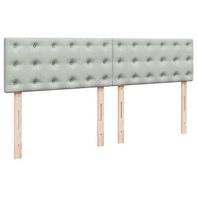 vidaXL Boxspringbett mit Matratze Hellgrau 180x200 cm Samt