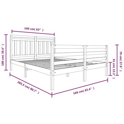 vidaXL Massivholzbett 160x200 cm