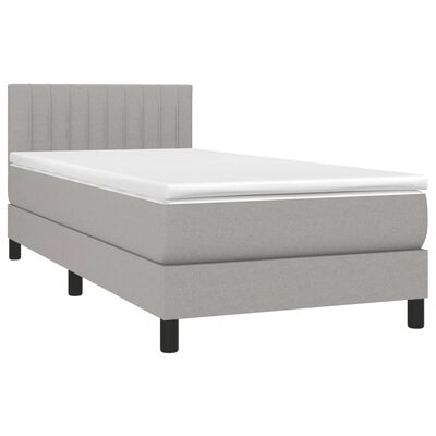 vidaXL Boxspringbett mit Matratze Hellgrau 100x200 cm Stoff