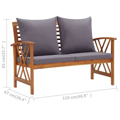 vidaXL 3-tlg. Garten-Lounge-Set mit Auflagen Massivholz Akazie