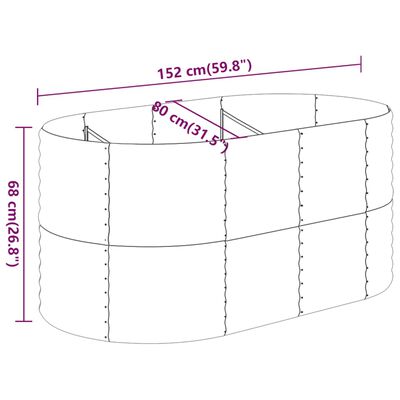 vidaXL Hochbeet Pulverbeschichteter Stahl 152x80x68 cm Grün