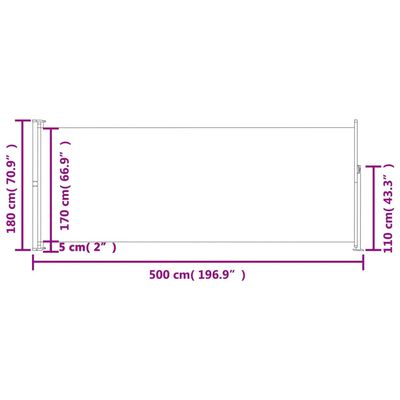 vidaXL Seitenmarkise Ausziehbar 180x500 cm Braun