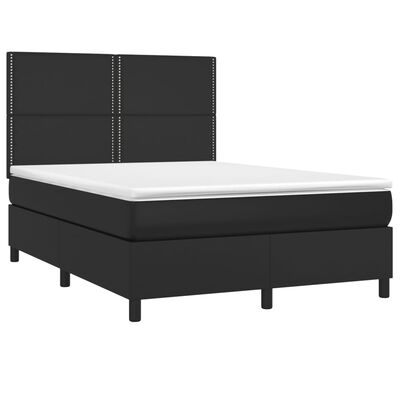 vidaXL Boxspringbett mit Matratze & LED Schwarz 140x200 cm Kunstleder