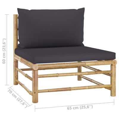 vidaXL 7-tlg. Garten-Lounge-Set mit Dunkelgrauen Kissen Bambus