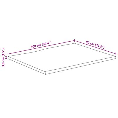 vidaXL Tischplatte mit Baumkante 100x80x3,8 cm Massivholz Mango