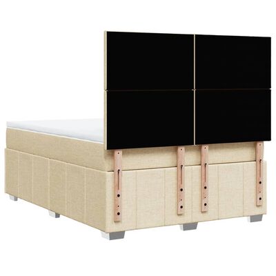 vidaXL Boxspringbett mit Matratze Creme 160x200 cm Stoff