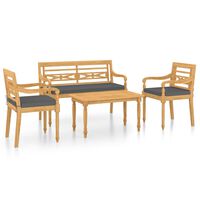 vidaXL 4-tlg. Garten-Lounge-Set mit Kissen Massivholz Teak