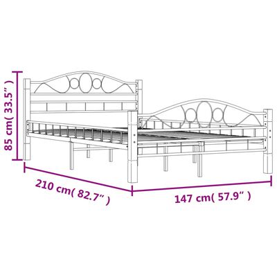 vidaXL Bettgestell Schwarz Metall 140×200 cm