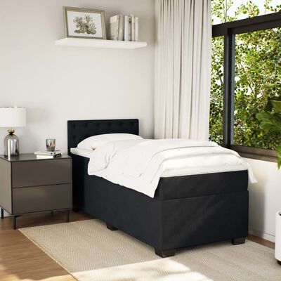 vidaXL Boxspringbett mit Matratze Schwarz 100x200 cm Samt