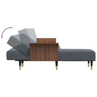 vidaXL Schlafsofa in L-Form Dunkelgrau 279x140x70 cm Samt