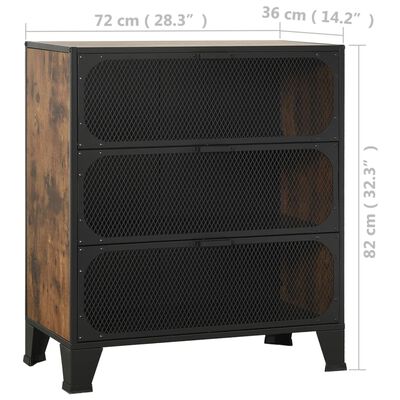 vidaXL Lagerschränke 2 Stk. Rustikal Braun 72x36x82 cm Metall und MDF